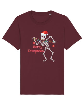Merry Creepmas Skeleton Christmas Burgundy