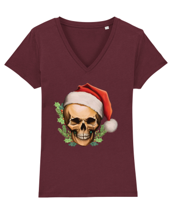 Santa Skull Christmas Burgundy