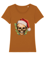 Santa Skull Christmas Tricou mânecă scurtă guler larg fitted Damă Expresser