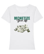 Monetize your life Tricou mânecă scurtă guler larg fitted Damă Expresser