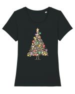 Skulls Christmas Tree Tricou mânecă scurtă guler larg fitted Damă Expresser