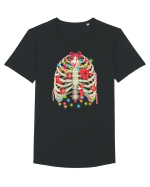 Skeleton Ribs Christmas Tree Tricou mânecă scurtă guler larg Bărbat Skater