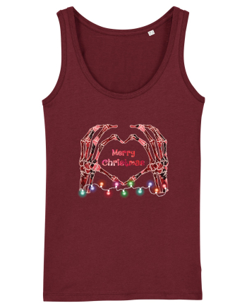 Skeleton Hands Merry Christmas Burgundy