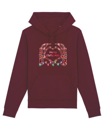 Skeleton Hands Merry Christmas Burgundy