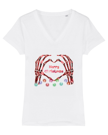 Skeleton Hands Merry Christmas White