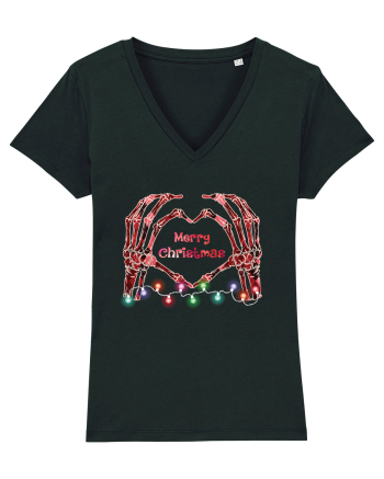 Skeleton Hands Merry Christmas Black