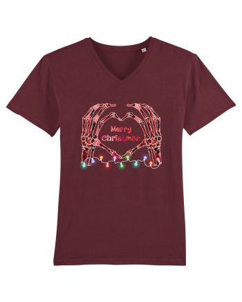 Skeleton Hands Merry Christmas Burgundy