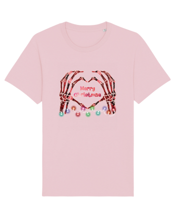 Skeleton Hands Merry Christmas Cotton Pink