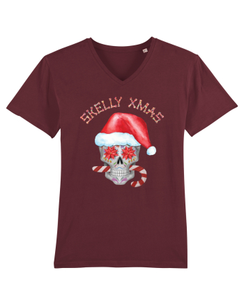 Skelly Xmas Skull Christmas Candy Burgundy