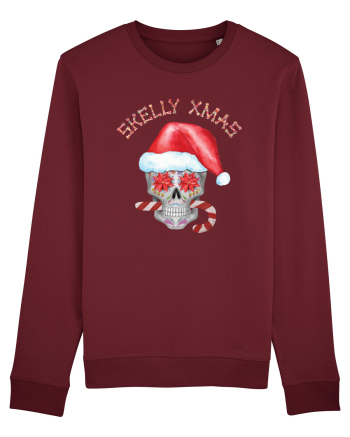 Skelly Xmas Skull Christmas Candy Burgundy