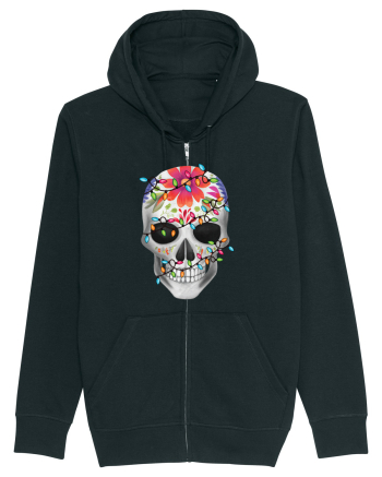 Skull With Christmas Lights Black