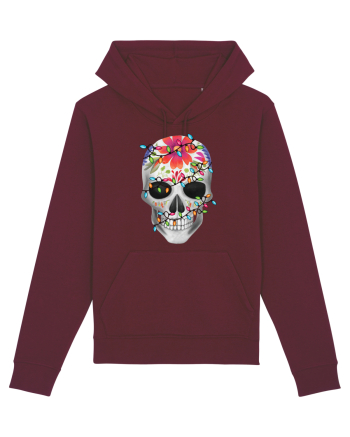 Skull With Christmas Lights Burgundy
