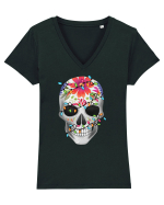 Skull With Christmas Lights Tricou mânecă scurtă guler V Damă Evoker