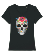 Skull With Christmas Lights Tricou mânecă scurtă guler larg fitted Damă Expresser