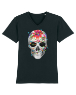 Skull With Christmas Lights Tricou mânecă scurtă guler V Bărbat Presenter