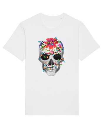 Skull With Christmas Lights White