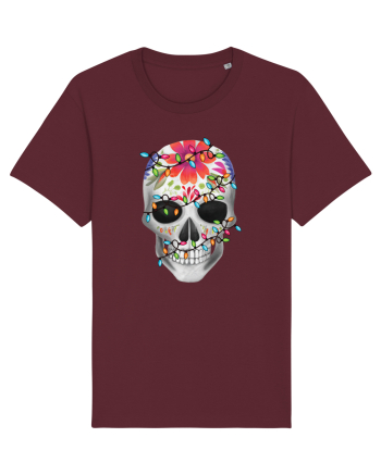 Skull With Christmas Lights Burgundy