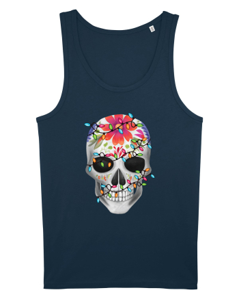 Skull With Christmas Lights Navy