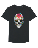 Skull With Christmas Lights Tricou mânecă scurtă guler larg Bărbat Skater