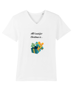 all i want for Christmas is ... Tricou mânecă scurtă guler V Bărbat Presenter