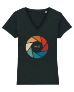 SMILE Tricou mânecă scurtă guler V Damă Evoker