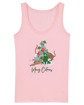 Merry Catmas Green Cotton Pink