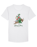 Merry Catmas Green Tricou mânecă scurtă guler larg Bărbat Skater