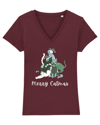 Merry Catmas white Burgundy