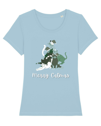 Merry Catmas white Sky Blue