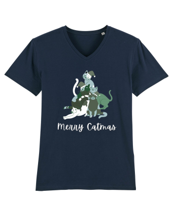 Merry Catmas white French Navy