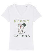 meowy catmas 3 Tricou mânecă scurtă guler V Damă Evoker