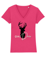 oh deer 2 Tricou mânecă scurtă guler V Damă Evoker
