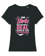 Real girls go fishing Tricou mânecă scurtă guler larg fitted Damă Expresser