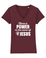 There is power in the name of Jesus Tricou mânecă scurtă guler V Damă Evoker