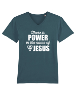 There is power in the name of Jesus Tricou mânecă scurtă guler V Bărbat Presenter