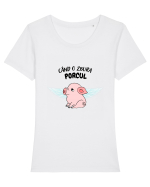 cand o zbura porcul Tricou mânecă scurtă guler larg fitted Damă Expresser