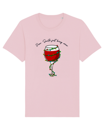 dear santa just bring wine Cotton Pink