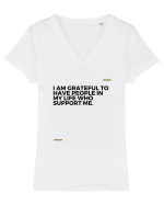 i am grateful to have people in my life who support me Tricou mânecă scurtă guler V Damă Evoker