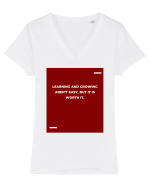 Learning and growing aren’t easy, but it is worth it. Tricou mânecă scurtă guler V Damă Evoker