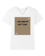 I am doing my best today. Tricou mânecă scurtă guler V Bărbat Presenter