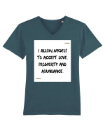 I allow myself to accept love, prosperity and abundance. Tricou mânecă scurtă guler V Bărbat Presenter