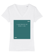 I am proud of who I am. Tricou mânecă scurtă guler V Damă Evoker