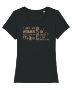 Women like coffee Tricou mânecă scurtă guler larg fitted Damă Expresser
