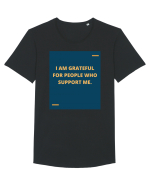 I am grateful for people who support me. Tricou mânecă scurtă guler larg Bărbat Skater