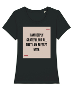 I am deeply grateful for all that I am blessed with. Tricou mânecă scurtă guler larg fitted Damă Expresser