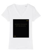We deserve to be healthy, happy and successful. Tricou mânecă scurtă guler V Damă Evoker