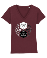 Yin & Yang dice Tricou mânecă scurtă guler V Damă Evoker