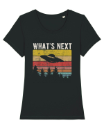 What's Next Sarcastic Retro Sunset Extraterrestrial UFO Tricou mânecă scurtă guler larg fitted Damă Expresser