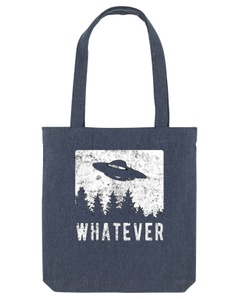 Whatever Retro Distressed Sarcastic Alien UFO Midnight Blue