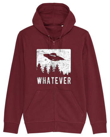 Whatever Retro Distressed Sarcastic Alien UFO Burgundy